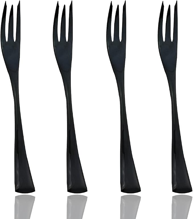 JASHII 18/10 Stainless Steel 4 Piece Mirror Polished Black Fish Fork Black by JASHII