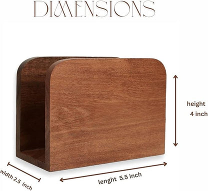 Wooden Napkin Holder for Table Acacia Wood Standing Paper Napkin Dispenser - Image 3