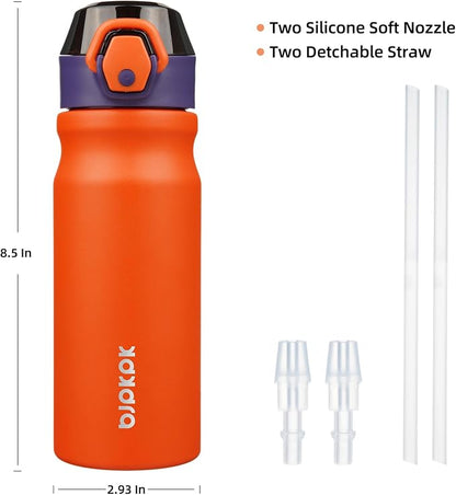 BJPKPK 18 oz Water Bottle with Straw & Handle, Insulated Stainless Flask | Leak - Image 4