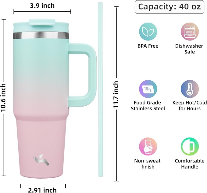Konokyo 40 oz Insulated Tumbler Water Bottle - Image 4