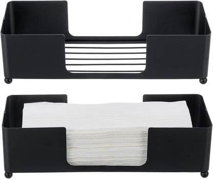 MyGift Modern Matte Black Metal Tabletop Folded Paper Hand Towel Holder - Image 6