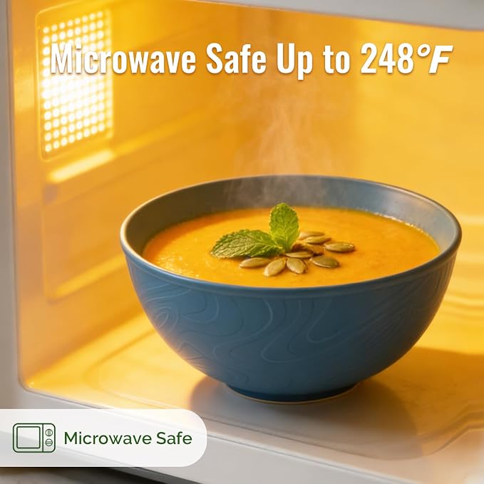 40OZ Wheat Straw Bowls Sets of 8, Unbreakable & Thick Ramen Bowl, Microwave & - Image 4