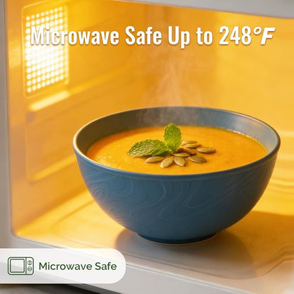40OZ Wheat Straw Bowls Sets of 8, Unbreakable & Thick Ramen Bowl, Microwave & - Image 4