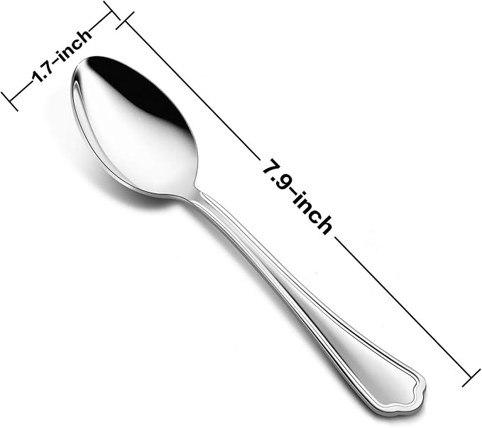 Dinner Spoons Set of 6, E-far 7.9 Inch Stainless Steel Soup Spoons Tablespoons - Image 2