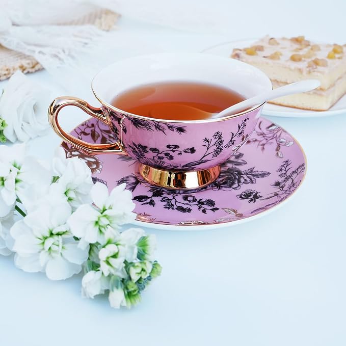 Bone China Tea Cup and Saucer Set - Image 2
