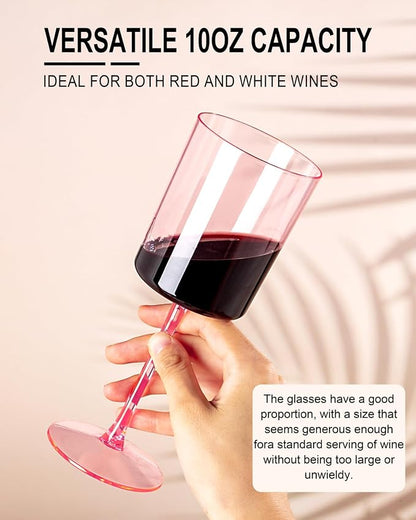 Ciaell 12 Pack Pink Plastic Wine Glasses - Image 9