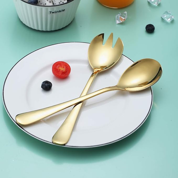 Gold Salad Server Set, Berglander Stainless Steel Salad Serving Set - Image 2