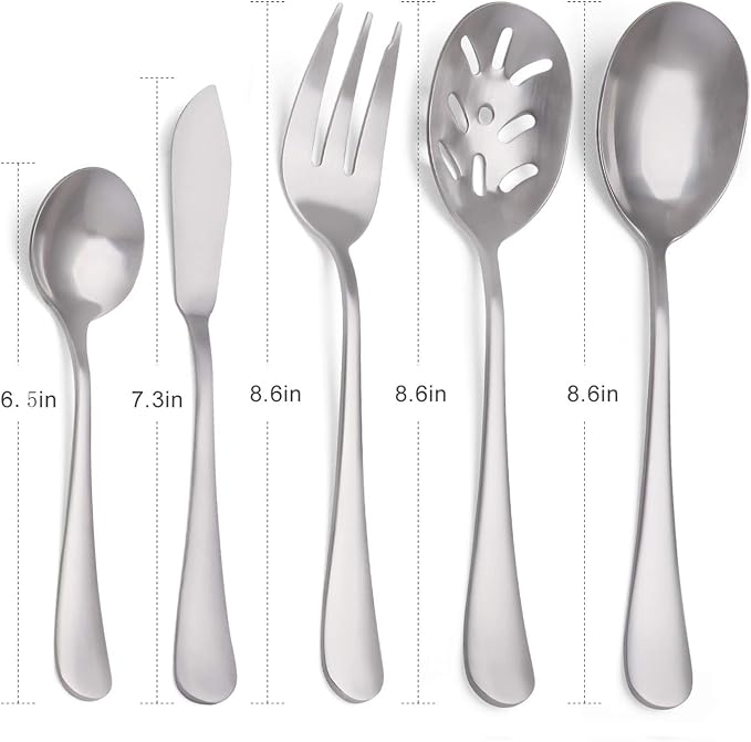 5-Piece 18/0 Stainless Steel Serving Set, sharecook Large Hostess Set - Image 2