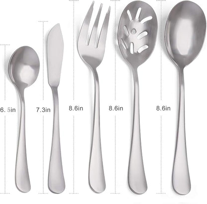 5-Piece 18/0 Stainless Steel Serving Set, sharecook Large Hostess Set - Image 2