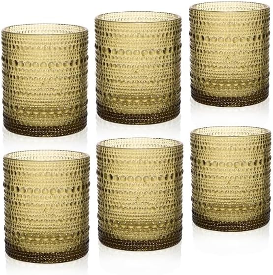 Cocktail Glasses 10 oz Hobnail Drinking Glasses Set of 6, Vintage Glassware by JPPSUJJ