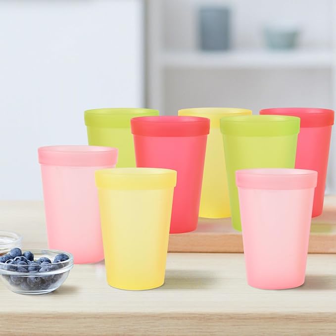Blwan 15.2oz Plastic Cups, 8 Pack Reusable BPA-Free Unbreakable Drinking Cups - Image 8
