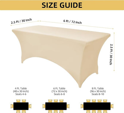 2-Pack 6ft Spandex Table Covers for Rectangle Standard Folding Tables - Wrinkle Resistant Stretch Tablecloths - Ultimate Fitted Table Protector for Parties, Trade Shows, Banquet