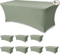Stretch Table Cover for 6 Foot Rectangle Tables-8 Pack Sage Spandex Fitted Tablecloth-Elastic 6ft Folding Tablecloths for Party, Vendor Booth Display, Banquet Buffet Event, Craft Trade Show