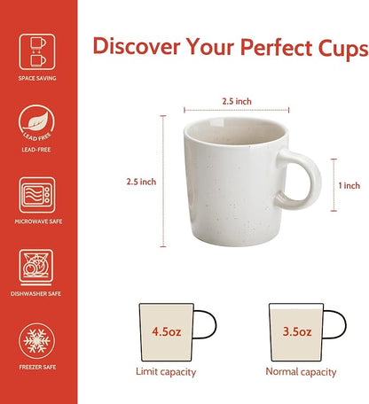 Sweese 3.5oz Porcelain Espresso Cups Set of 4, Mini Coffee Mugs Demitasse Cups - Image 2