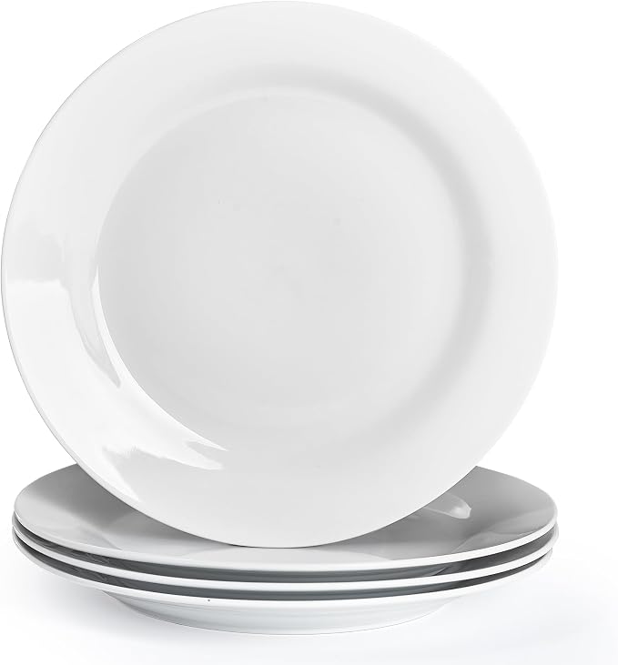 10.5" Round Dinner Plates Set of 4, Appetizer & Dessert, Dishwasher Safe by fMBB