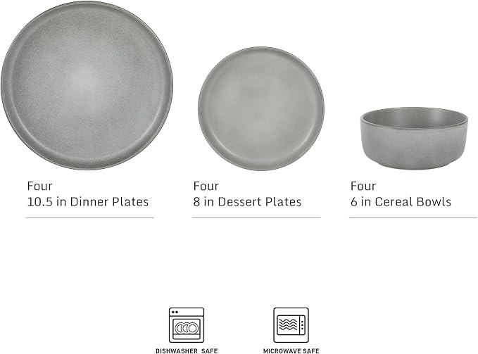 Gibson Elite Pasco 12 Piece Plates and Bowls Reactive Glaze Dishes Stoneware - Image 2
