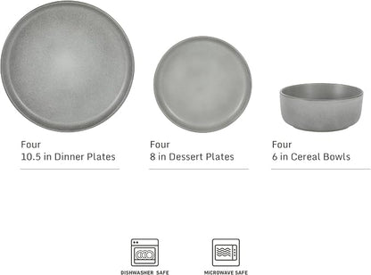 Gibson Elite Pasco 12 Piece Plates and Bowls Reactive Glaze Dishes Stoneware - Image 2