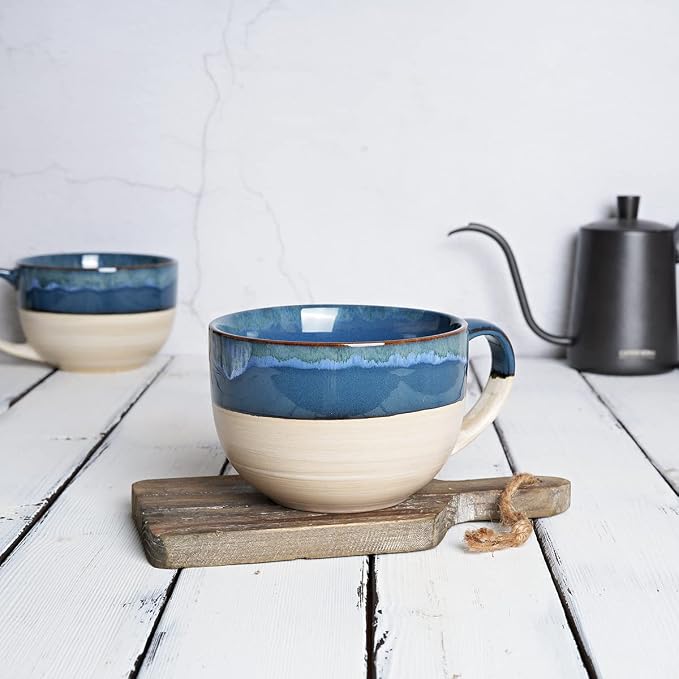 Ceramic Jumbo Coffee Mug Set of 2, 23 Oz, Large Mug Soup Bowls - Image 4