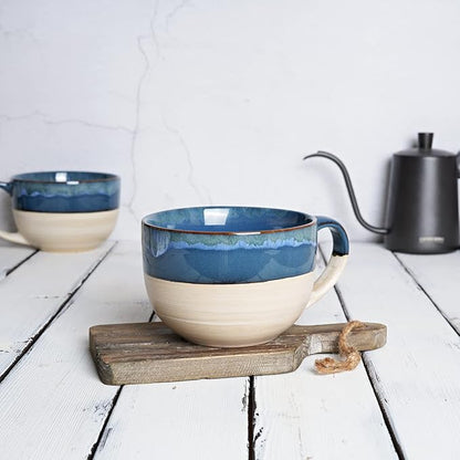 Ceramic Jumbo Coffee Mug Set of 2, 23 Oz, Large Mug Soup Bowls - Image 4