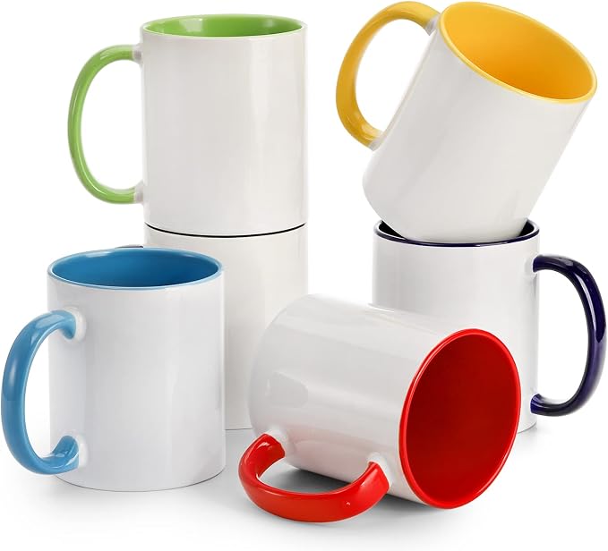 AVLA 6 Packs Porcelain Sublimation Mugs, 12 OZ Blank Drinking Cups - Image 8