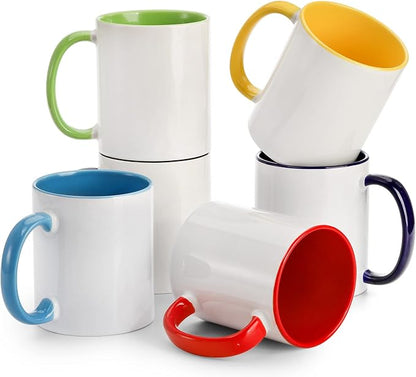 AVLA 6 Packs Porcelain Sublimation Mugs, 12 OZ Blank Drinking Cups - Image 8