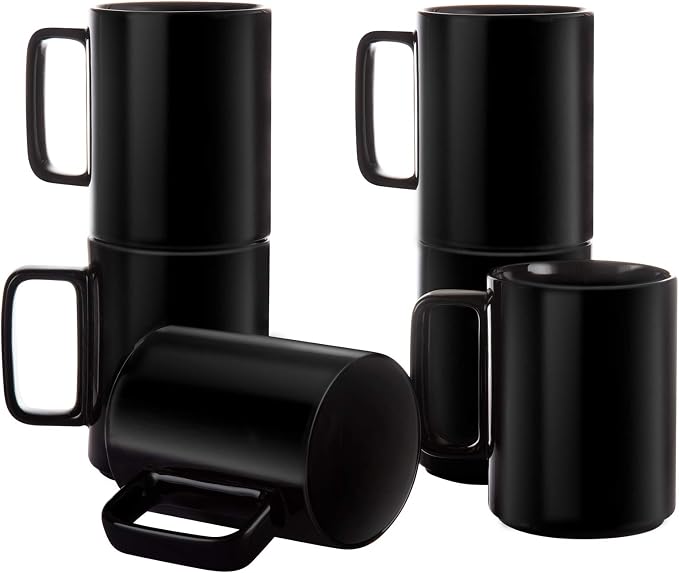 E-liu Large 15 Ounces Porcelain Coffee Mug Tea Mugs Set of 6 | Cups by Creatingwarmandrefinedlifestylekitchenandhomeessentials
