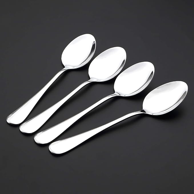 VANRA 4-Piece Children Spoons Stainless Steel Kids Dinner Spoons Child Silver - Image 4
