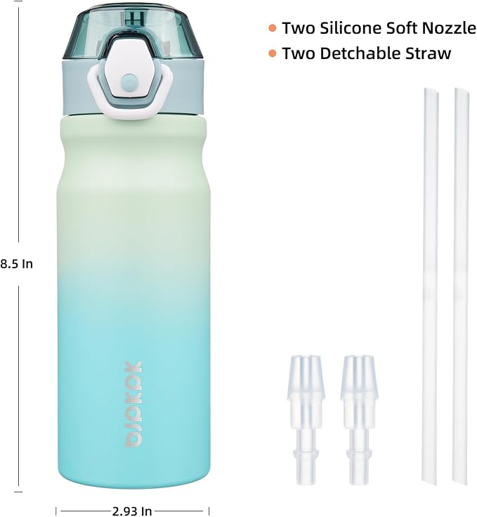 BJPKPK 18 oz Water Bottle with Straw & Handle, Insulated Stainless Flask | Leak - Image 4