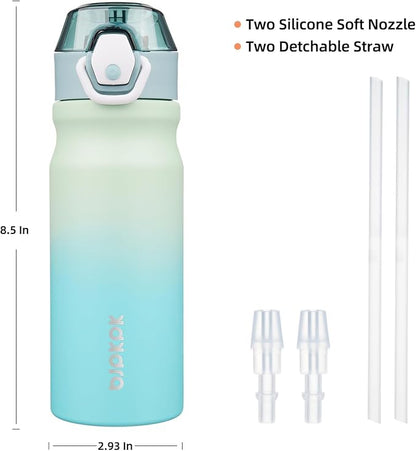 BJPKPK 18 oz Water Bottle with Straw & Handle, Insulated Stainless Flask | Leak - Image 4
