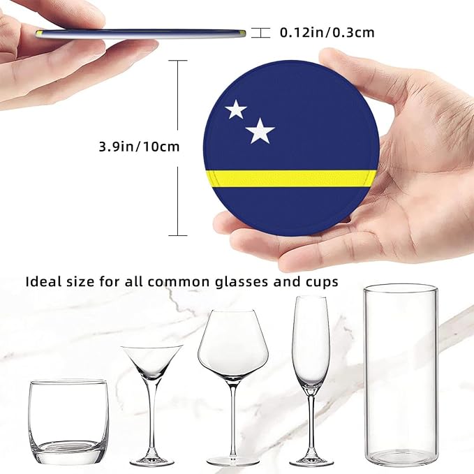 6 Pack Curacao Flag Leather Coaster - Image 4