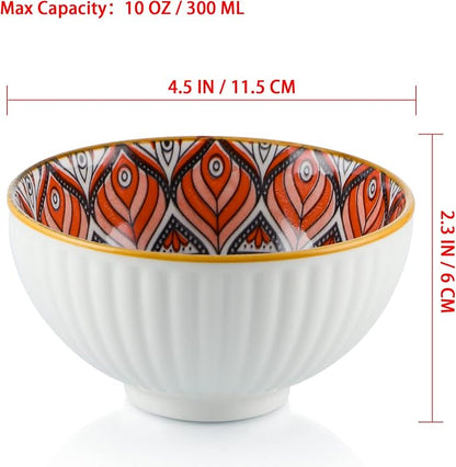 Ceramic Rice Bowls 10 oz, Bohemian Style Bowl Gift Set - Image 2