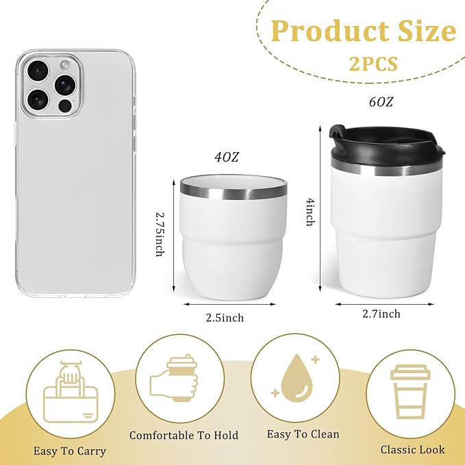 CHLJAR Espresso Cups, 6oz Insulated Espresso Cup Set of 2, Espresso Shot Cups - Image 2