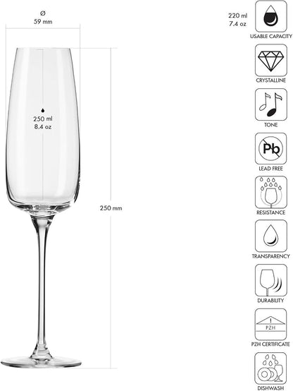 Krosno Modern Champagne Flute Glasses | Set of 4 | 8.5 oz | Lead-Free Crystal - Image 2
