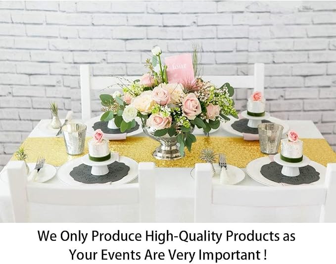 ShinyBeauty Wedding Decor Sequin Elegant Tassel Table Runner Plates Party - Image 3
