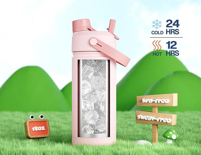 Kids Water Bottle for School: 2-in-1 Straw Spout Lid - Image 5