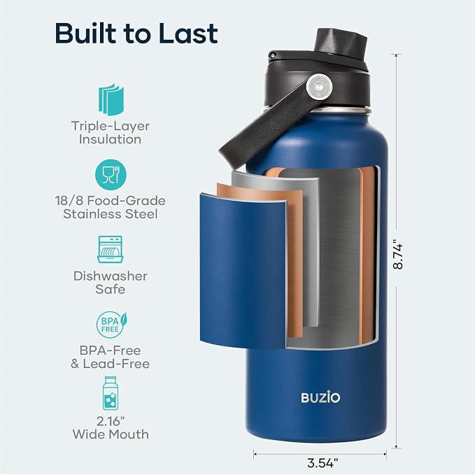 BUZIO Insulated Stainless Steel Water Bottle 32 oz - Image 4