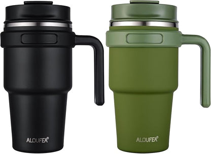 20 oz Insulated Travel Coffee Mug Tumbler by ALOUFEA