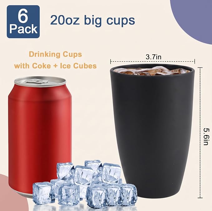20 OZ Wheat Straw Cups Set of 6, Unbreakable Water Cup, Alternative to Plastic - Image 3