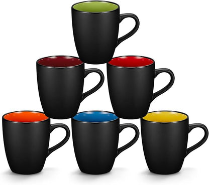 Qipecedm 6 Pack Porcelain Coffee Mugs Set, 12 Ounces Ceramic Coffee Mugs by Qipecedm