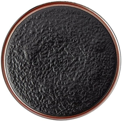 Heika 6 Inch Black Matte Stoneware Plate, Coupe Style, Commercial Kitchen, Textured Design, 12 per Case