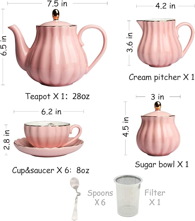 Sweejar Porcelain Tea Sets British Royal Series, 8 OZ Cups & Saucer Service - Image 3
