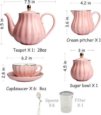 Sweejar Porcelain Tea Sets British Royal Series, 8 OZ Cups & Saucer Service - Image 3