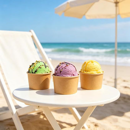 Disposable Kraft Ice Cream Bowls 100 Count - 9 oz Paper Sundae Cups | Party - Image 4