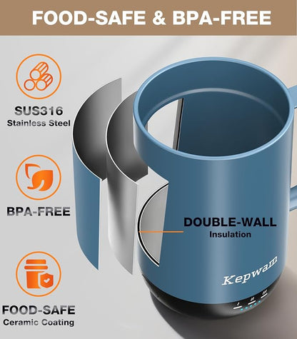 Kepwam Self-Heating Coffee Mug T1-16oz, Fast Heating Rechargeable Heated Coffee - Image 5