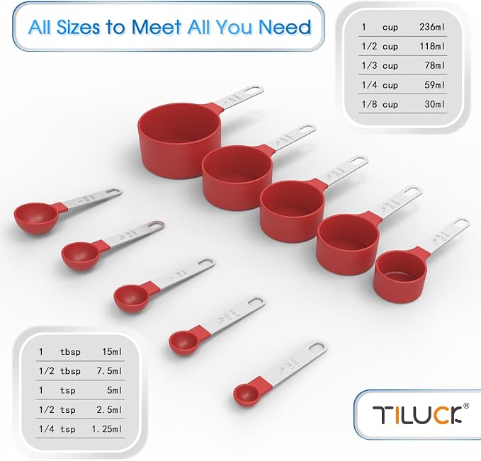 Measuring Cups & Spoons Set, Stackable Cups and Spoons | Nesting Measure Cups - Image 3