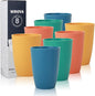 Wrova Wheat Straw Cups Set Alternative to Plastic Cups 16 oz, Reusable Drinking by WROVA