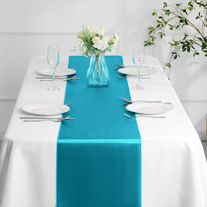 Manyshofu Teal Blue Satin Table Runner 12x72 - Image 6
