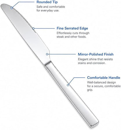 SANTUO 12-Piece Stainless Steel Dinner Knife Set, Mirror Polished Table Knives - Image 3