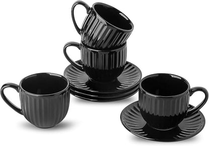 Hasense Ceramic Cappuccino Cups and Saucers - 8 Oz by Hasense