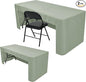Nasitos 2 Pack Sage Green 8ft Tablecloth Fitted-Open Back Folding Table Cover Washable and Wrinkle Resistant Table Cloth for Trade Show, Book Fair, Career Fair, Convention, Events